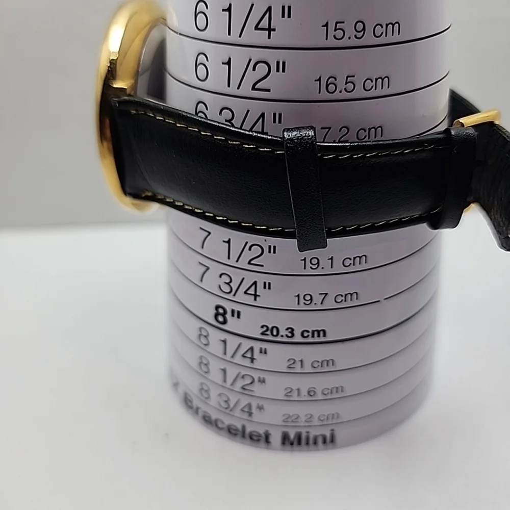 Womens Pierre Bernard Butterfly Watch Gold Glitter Black Leather New Battery
